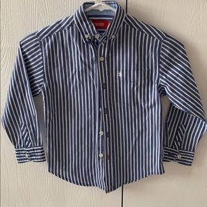IZOD boy button down striped shirt blue and white